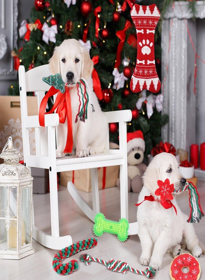JellyArch 8 Pcs Christmas Dog Toys Gifts Christmas Stocking with Rope Knot Squeaky Plush Chew Toys for Xmas Gifts for Teething Puppy Small Medium Dog - Image 5